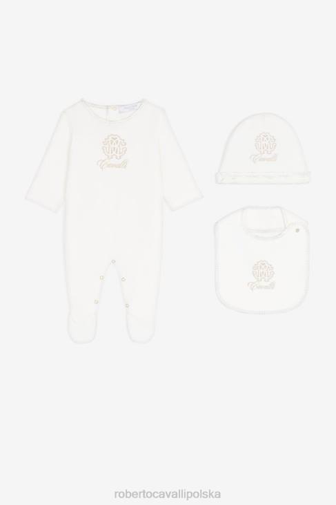 odzież złoto/platyna 6D0R1231 dziewczyny Roberto Cavalli Zestaw bawełniany babygrow z monogramem rc