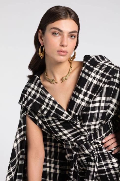 Akcesoria czarne złoto 6D0R587 kobiety Roberto Cavalli emaliowany naszyjnik z tygrysem