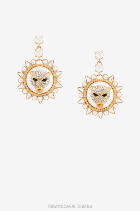 Akcesoria elegancki 6D0R608 kobiety Roberto Cavalli kolczyki z głową pantery