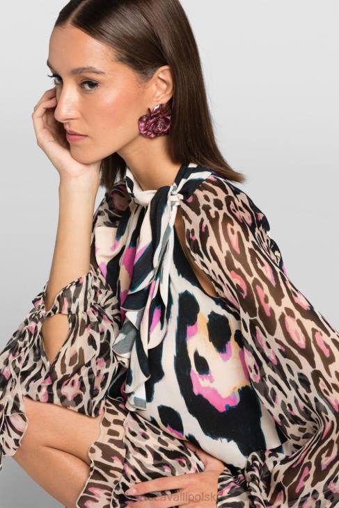 Akcesoria wdzięczny 6D0R616 kobiety Roberto Cavalli metalowy naszyjnik z kwiatowym motywem