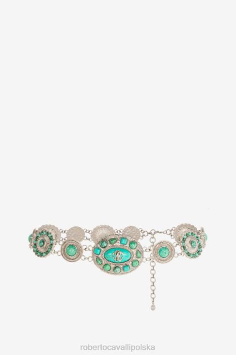 Akcesoria d0607 6D0R628 kobiety Roberto Cavalli Pasek z łańcuszkiem ozdobionym lustrzanym wężem