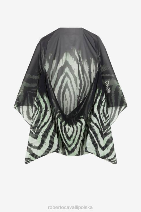 Akcesoria czarny/jasnozielony 6D0R658 kobiety Roberto Cavalli Jedwabna peleryna z nadrukiem wolności