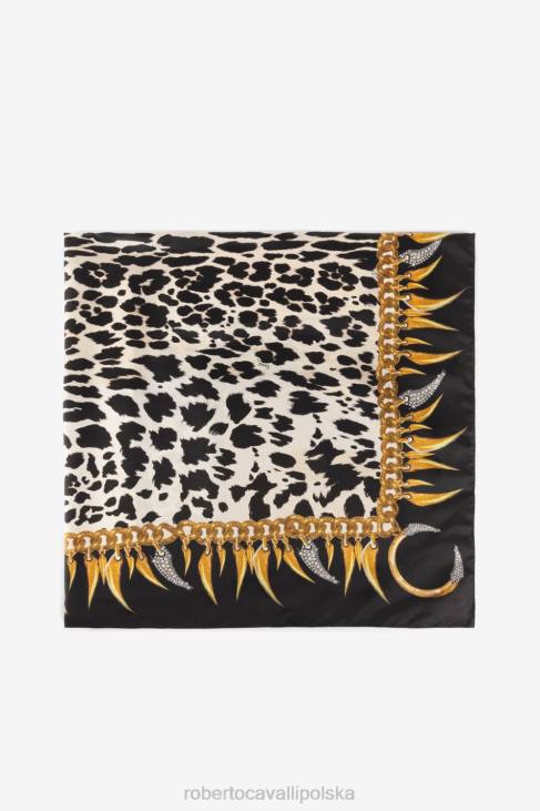 Akcesoria elegancki 6D0R662 kobiety Roberto Cavalli Jedwabny szalik z nadrukiem jaguara