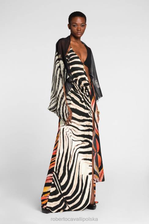 Akcesoria moda 6D0R655 kobiety Roberto Cavalli Jedwabna peleryna z nadrukiem królowej Sycylii