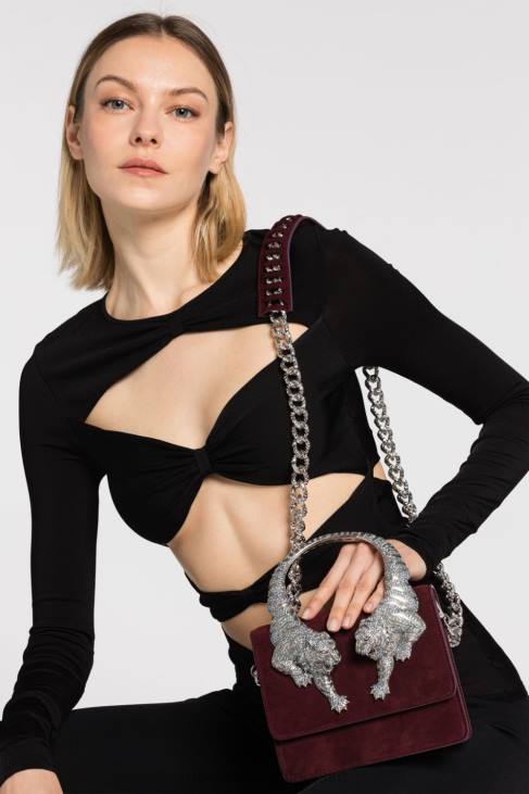 Akcesoria Królewna Śnieżka 6D0R409 kobiety Roberto Cavalli Mini torebka na ramię w kształcie tygrysa, ozdobiona kryształkami