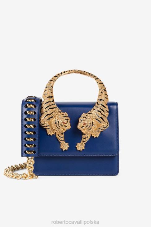 Akcesoria atrament niebieski 6D0R407 kobiety Roberto Cavalli Średnia torba na ramię ozdobiona kryształkami