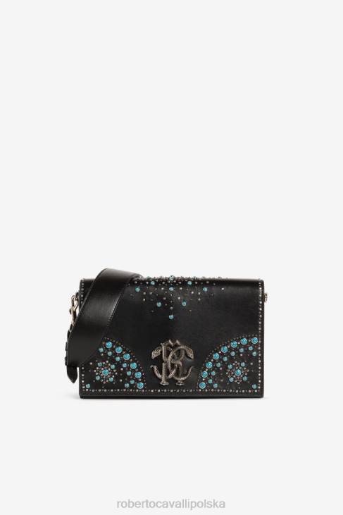 Akcesoria d0026 6D0R431 kobiety Roberto Cavalli Lustrzana torba na ramię ozdobiona wężowymi ćwiekami