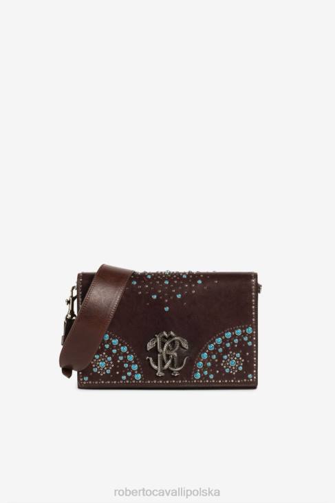 Akcesoria d0241 6D0R414 kobiety Roberto Cavalli Lustrzana torba na ramię ozdobiona wężowymi ćwiekami
