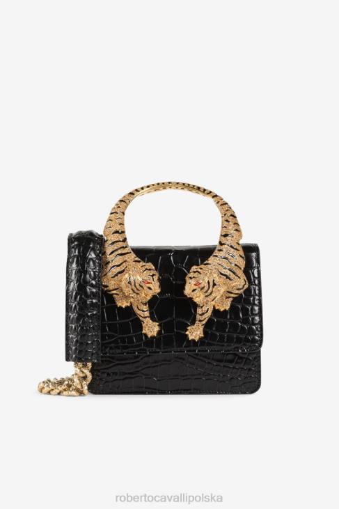 Akcesoria moda 6D0R405 kobiety Roberto Cavalli Średnia torba na ramię ozdobiona kryształkami