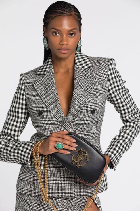 Akcesoria czarny biały 6D0R415 kobiety Roberto Cavalli Torba materiałowa z nadrukiem logo