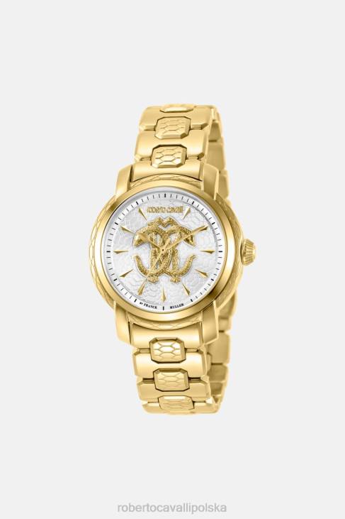 Akcesoria elegancki 6D0R679 kobiety Roberto Cavalli Lustrzany zegarek z wytłoczonym wzorem węża