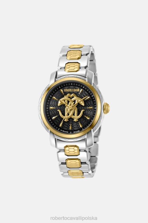 Akcesoria moda 6D0R678 kobiety Roberto Cavalli Lustrzany zegarek z wytłoczonym wzorem węża