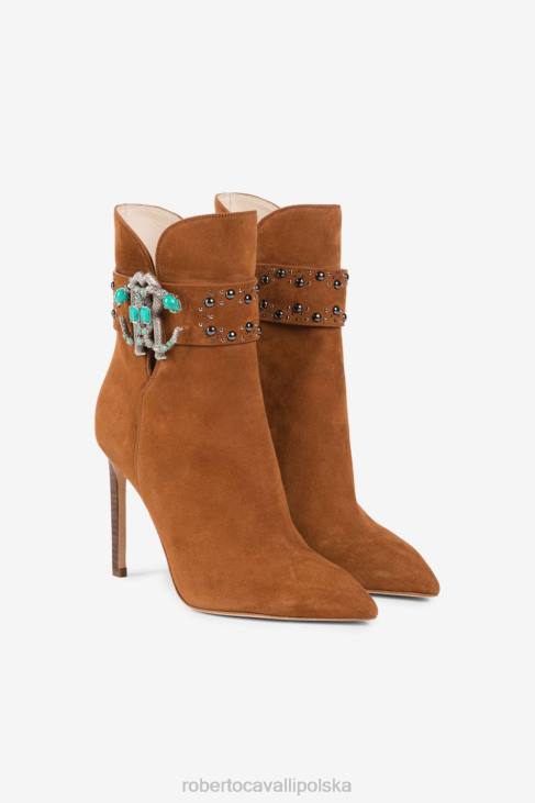 obuwie 3509 6D0R565 kobiety Roberto Cavalli lustrzane botki w kształcie węża
