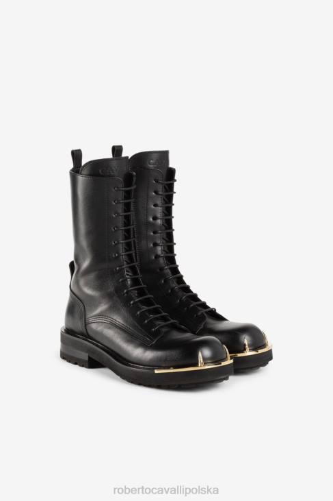 obuwie Nero Lucido 6D0R568 kobiety Roberto Cavalli buty bojowe z zębem tygrysa