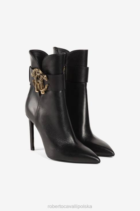 obuwie czarny/szary/biały 6D0R564 kobiety Roberto Cavalli lustrzane botki w kształcie węża
