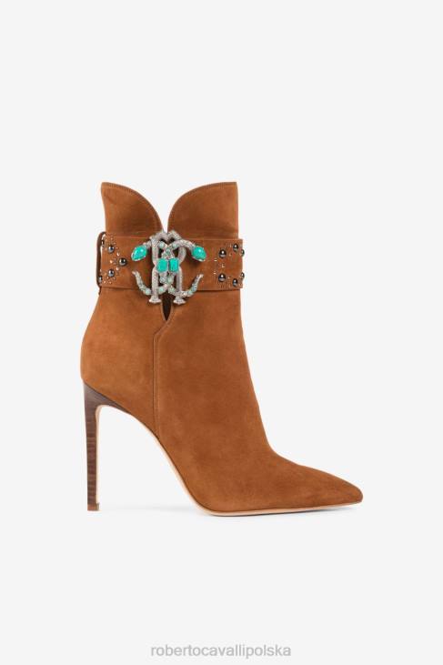 obuwie czarny/szary/biały 6D0R564 kobiety Roberto Cavalli lustrzane botki w kształcie węża