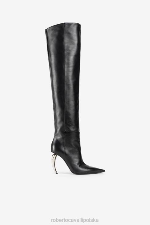 obuwie lampart 6D0R571 kobiety Roberto Cavalli Wysokie buty do kolan z nadrukiem jaguara