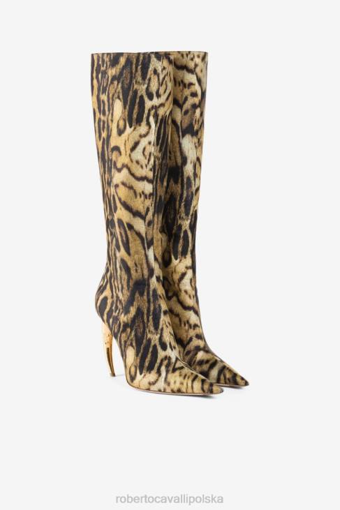obuwie lampart 6D0R576 kobiety Roberto Cavalli Wysokie buty do kolan we wzór ocelota i tygrysiego zęba