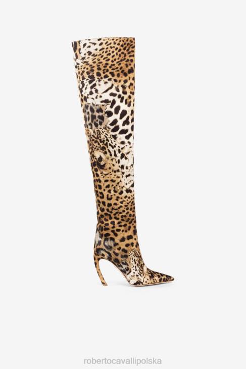 obuwie moda 6D0R570 kobiety Roberto Cavalli Buty bojowe w szkocką kratę z zębami tygrysimi