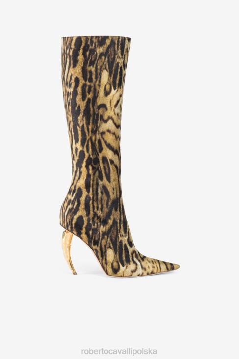 obuwie moda 6D0R575 kobiety Roberto Cavalli Wysokie buty do uda z włosiem cielęcym we wzór ocelotu