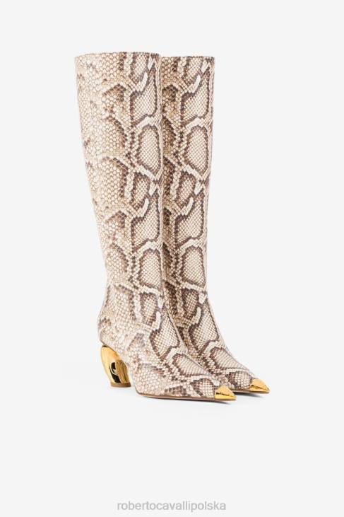 obuwie moda 6D0R578 kobiety Roberto Cavalli skórzane buty z wytłoczonym pytonem