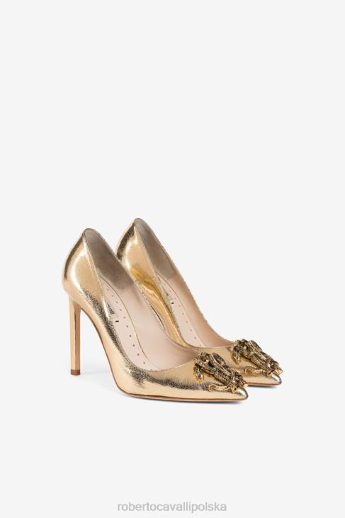 obuwie 114 6D0R487 kobiety Roberto Cavalli Metaliczne lustrzane czółenka typu wąż