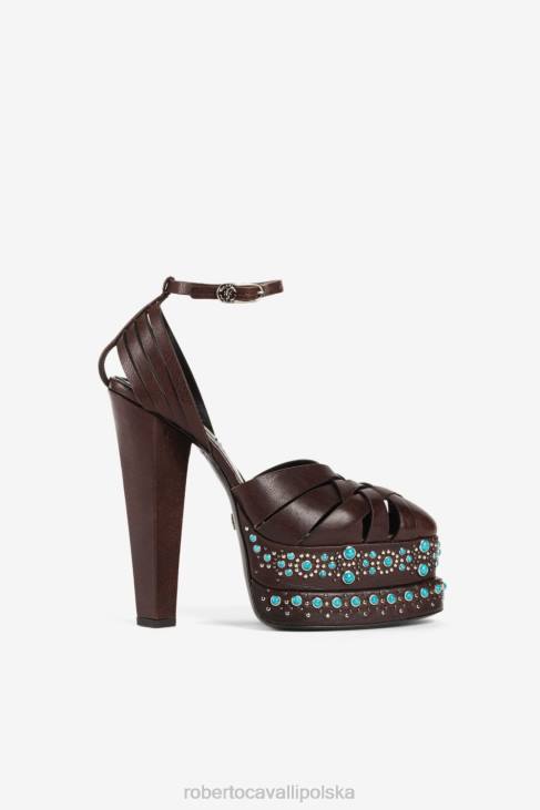 obuwie 114 6D0R487 kobiety Roberto Cavalli Metaliczne lustrzane czółenka typu wąż