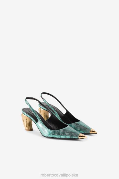 obuwie basen 6D0R540 kobiety Roberto Cavalli czółenka z efektem węża
