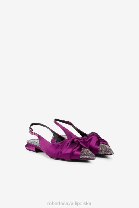 obuwie ciemny fiolet/czarny 6D0R446 kobiety Roberto Cavalli Le Pettegole – zdobione kryształkami czółenka bez pięty