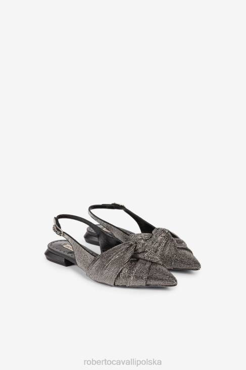 obuwie d0226 6D0R499 kobiety Roberto Cavalli Le Pettegole – zdobione kryształkami czółenka bez pięty