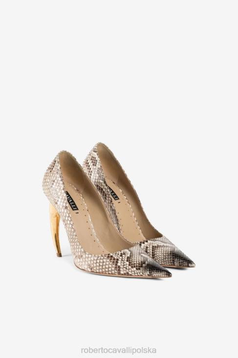 obuwie pyton/kamień 6D0R539 kobiety Roberto Cavalli Pompki z zębami tygrysa z nadrukiem Pythona
