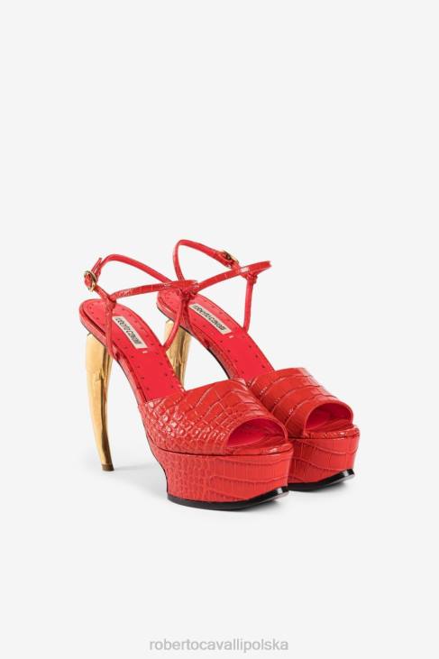 obuwie 2057 6D0R544 kobiety Roberto Cavalli sandały na platformie z zębami tygrysa