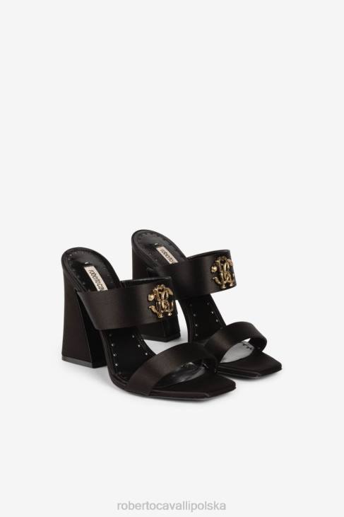 obuwie czarny 6D0R501 kobiety Roberto Cavalli lustrzane sandały w kształcie węża