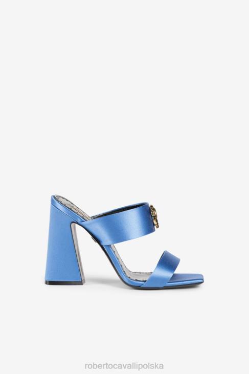 obuwie czarny 6D0R520 kobiety Roberto Cavalli sandały z głową pantery