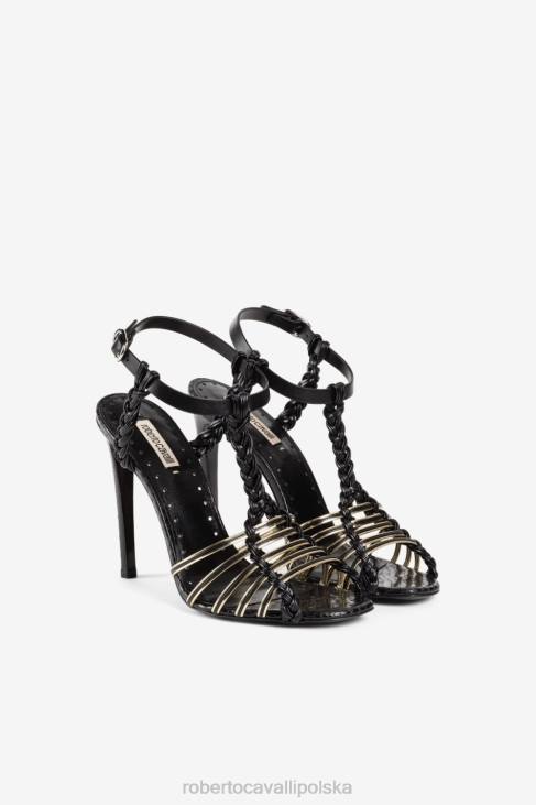 obuwie czarny 6D0R523 kobiety Roberto Cavalli plecione sandały