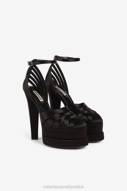 obuwie d0226 6D0R543 kobiety Roberto Cavalli plecione sandały na platformie