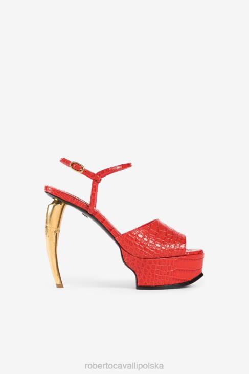obuwie d0226 6D0R543 kobiety Roberto Cavalli plecione sandały na platformie