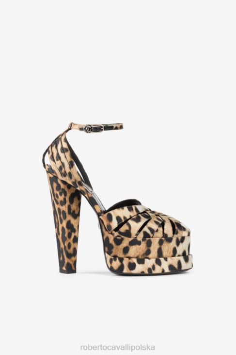 obuwie d0241 6D0R488 kobiety Roberto Cavalli Sandały na platformie ozdobione kamieniami szlachetnymi