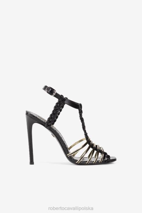 obuwie elegancki 6D0R522 kobiety Roberto Cavalli Skórzane sandały na obcasie 126 mm