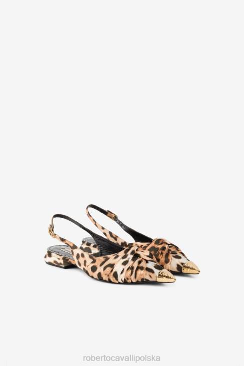 obuwie lampart 6D0R444 kobiety Roberto Cavalli Le Pettegole – klapki bez pięty we wzór jaguara