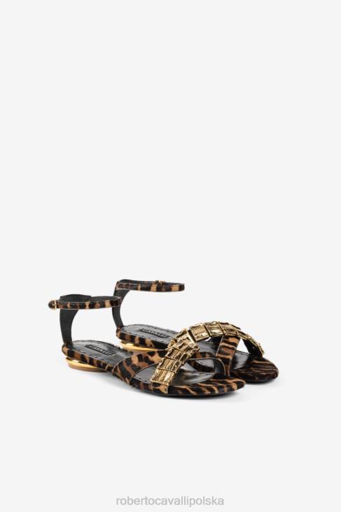obuwie lampart 6D0R534 kobiety Roberto Cavalli Sandały z nadrukiem ocelotu