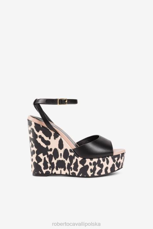 obuwie moda 6D0R527 kobiety Roberto Cavalli Sandały z głową pantery ozdobione kryształkami