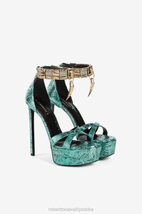 obuwie moda 6D0R532 kobiety Roberto Cavalli Sandały na platformie z efektem węża