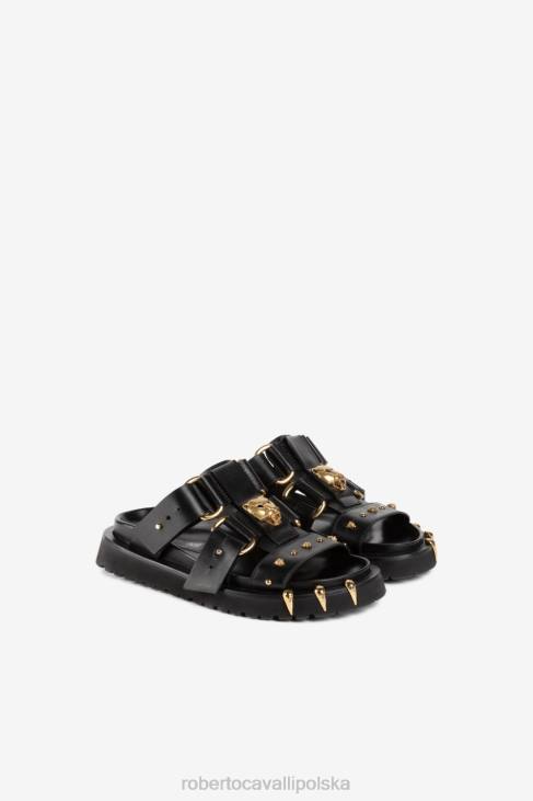 obuwie moda 6D0R535 kobiety Roberto Cavalli Grube sandały z głową pantery