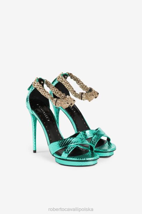 obuwie moda 6D0R547 kobiety Roberto Cavalli Sandały z głową pantery ozdobione kryształkami