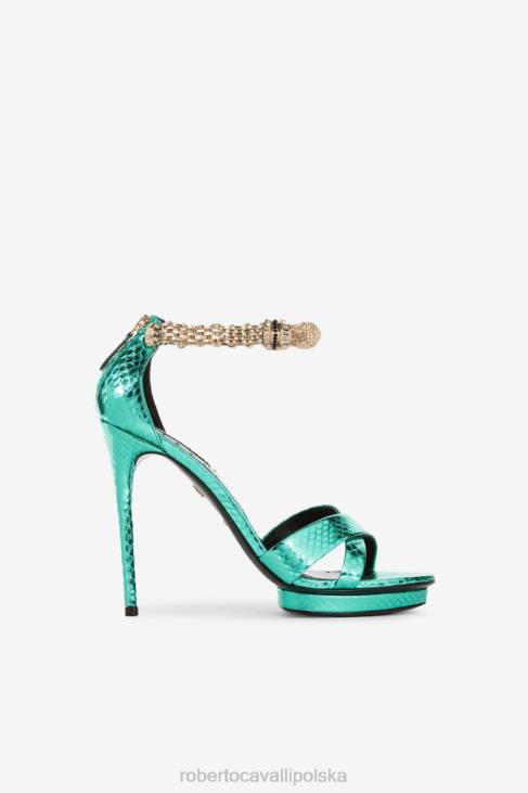 obuwie nero/canna di fucile 6D0R546 kobiety Roberto Cavalli lustrzane sandały w kształcie węża