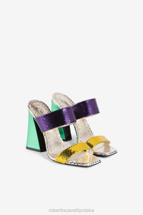 obuwie t0029 6D0R509 kobiety Roberto Cavalli Foliowane sandały z efektem skóry węża