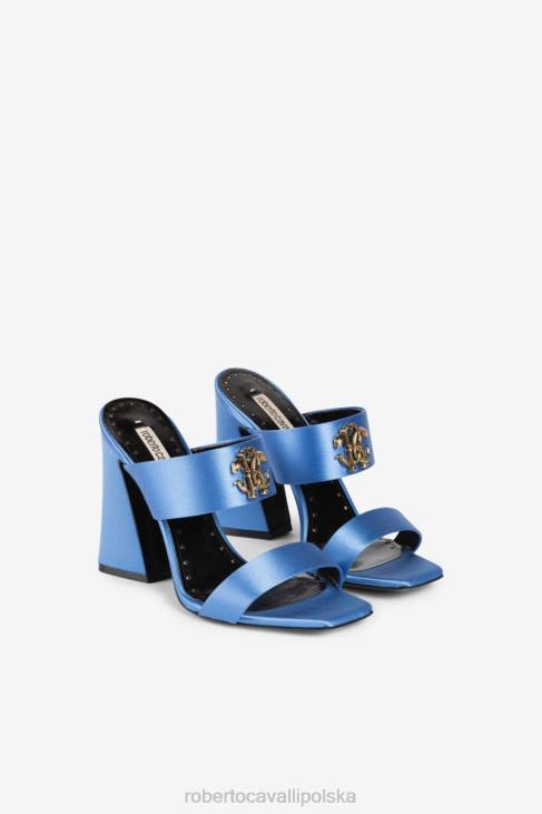 obuwie turkus 6D0R521 kobiety Roberto Cavalli lustrzane sandały w kształcie węża