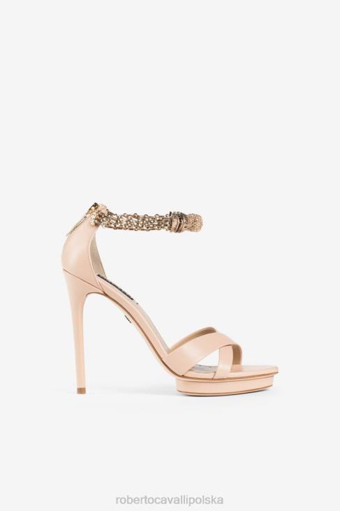 obuwie turkus 6D0R521 kobiety Roberto Cavalli lustrzane sandały w kształcie węża