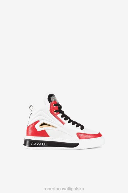 obuwie biały/nagi 6D0R475 kobiety Roberto Cavalli tenisówki z nadrukiem logo